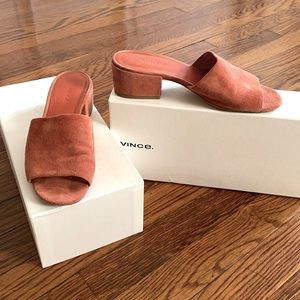 Vince Rachelle Suede slide sandals size 6.5 coral